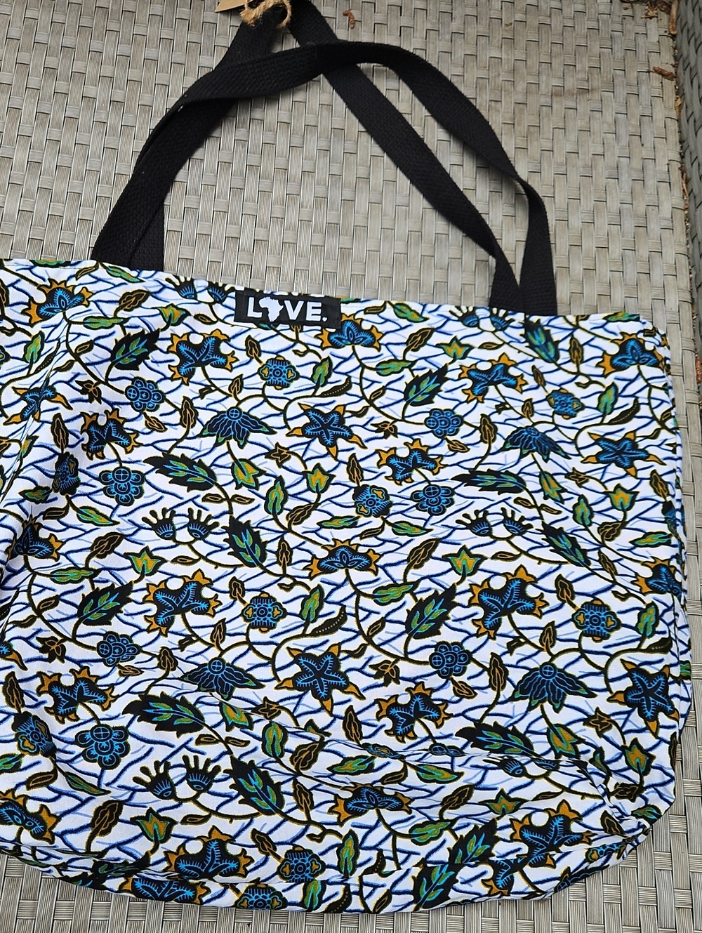 New With Tags  2 Floral Reversible African Prints   Pattern Market Bag Tote Bag